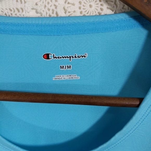 Champion Shirt Womens Medium Blue Workout Gym Tee Short Sleeve Active Running - Picture 7 of 8